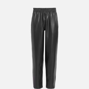 All Saints Black Leather Mid-Rise Jen Jogger Pants